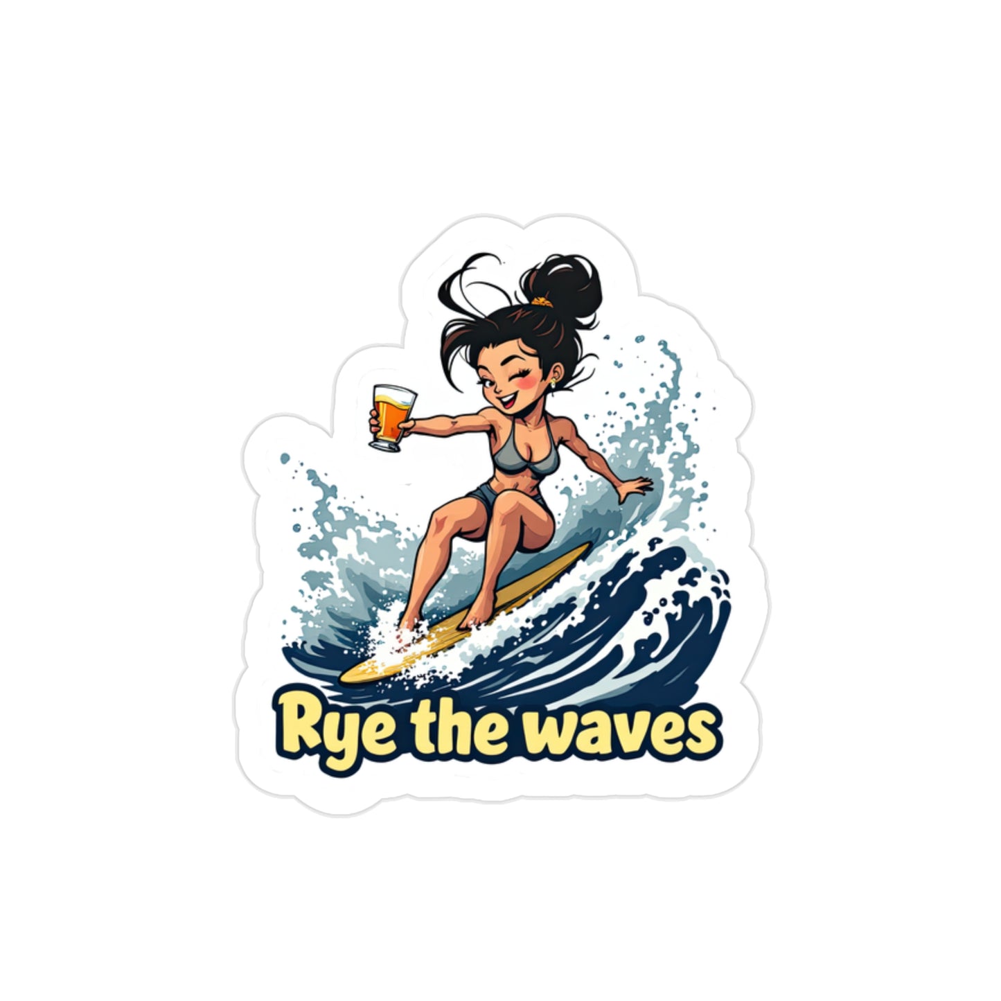 “Rye The Waves” Transparent Outdoor Whiskey Sticker 1pc