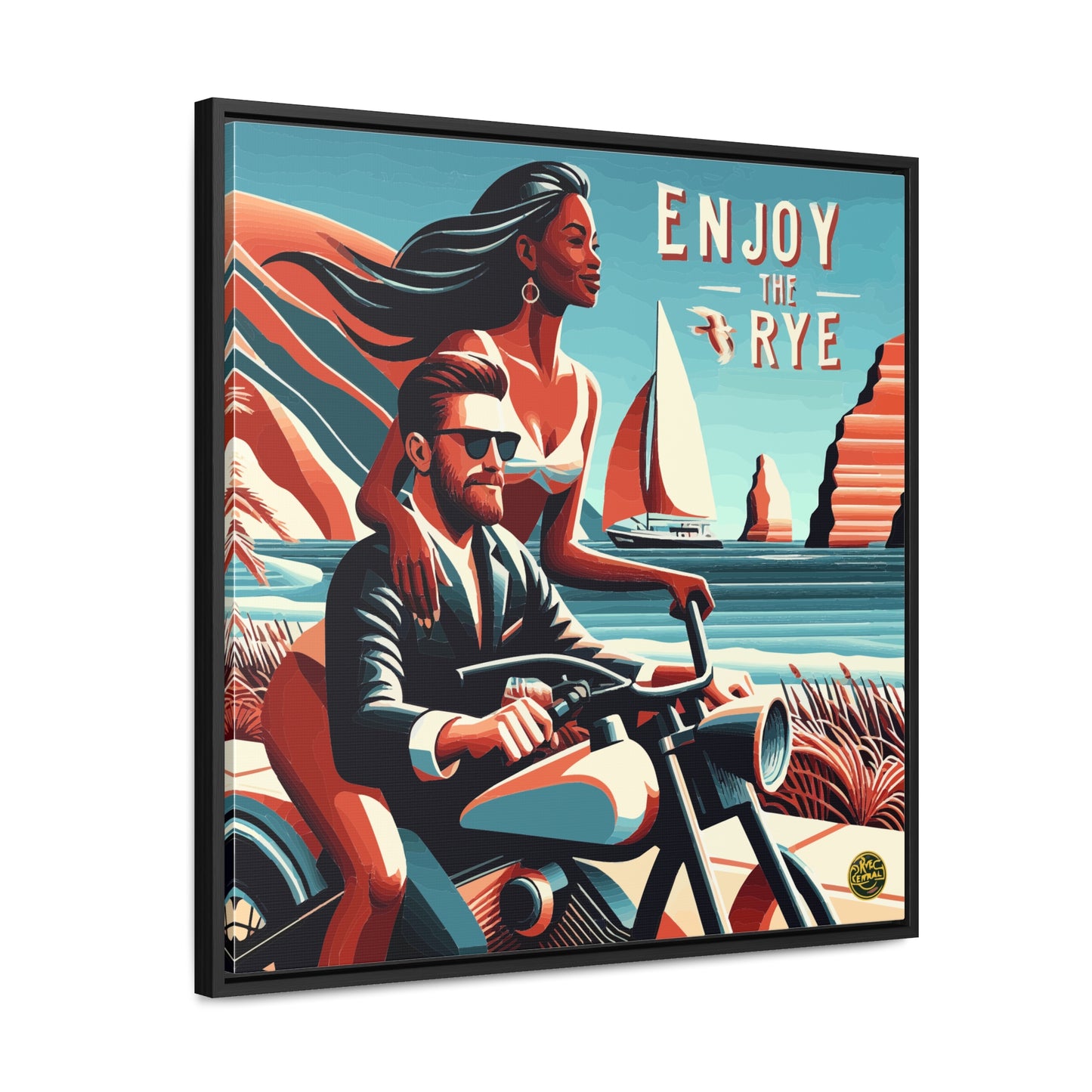 “Enjoy The Rye” Whiskey Art Canvas & Frame Included