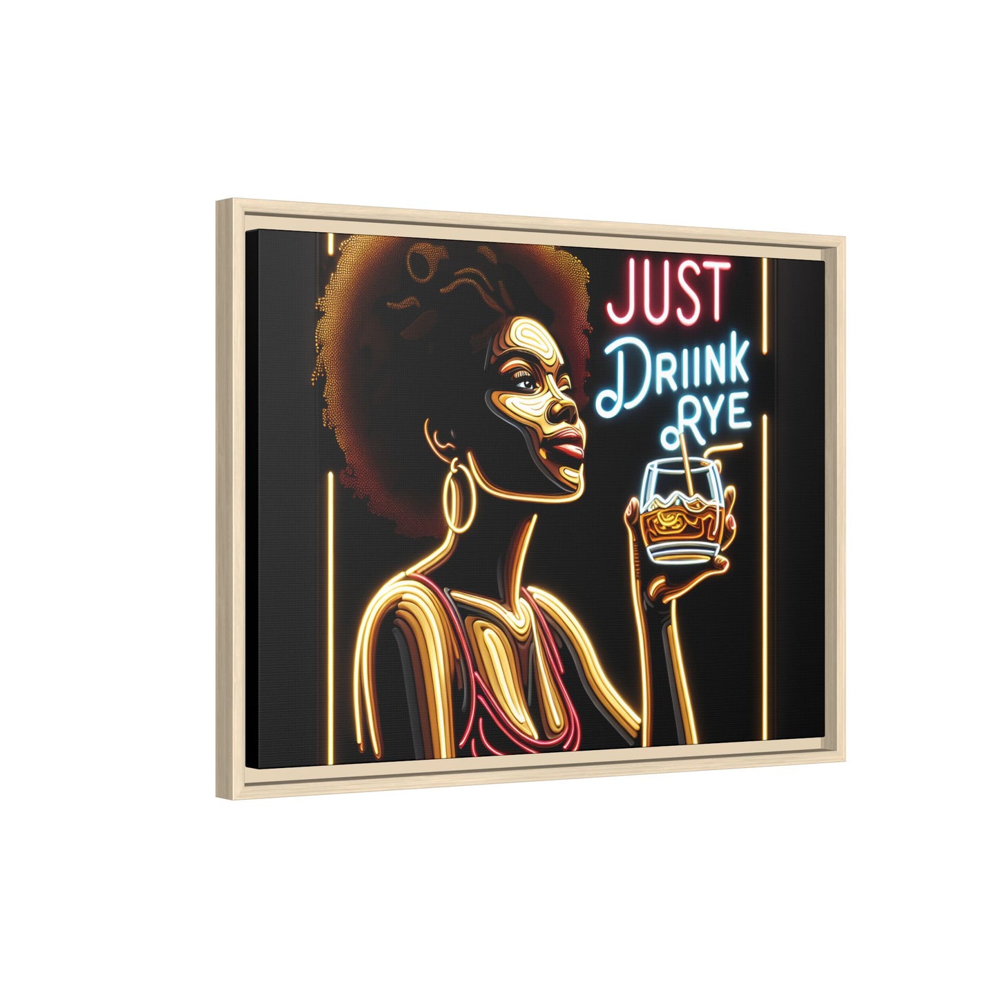 "Just Drink Rye" Framed Canvas Wrap — Whiskey Wall Art - view 54