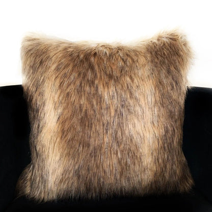 Faux Fur Luxury Throw Pillow: Mountain Coyote Design