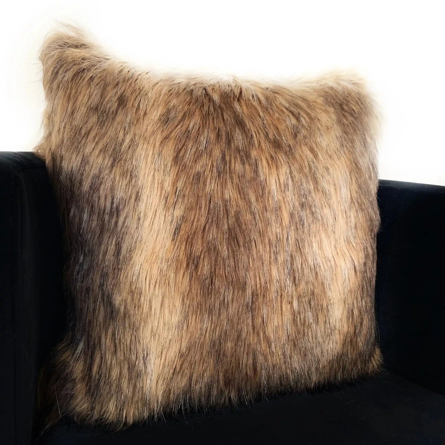 Faux Fur Luxury Throw Pillow: Mountain Coyote Design