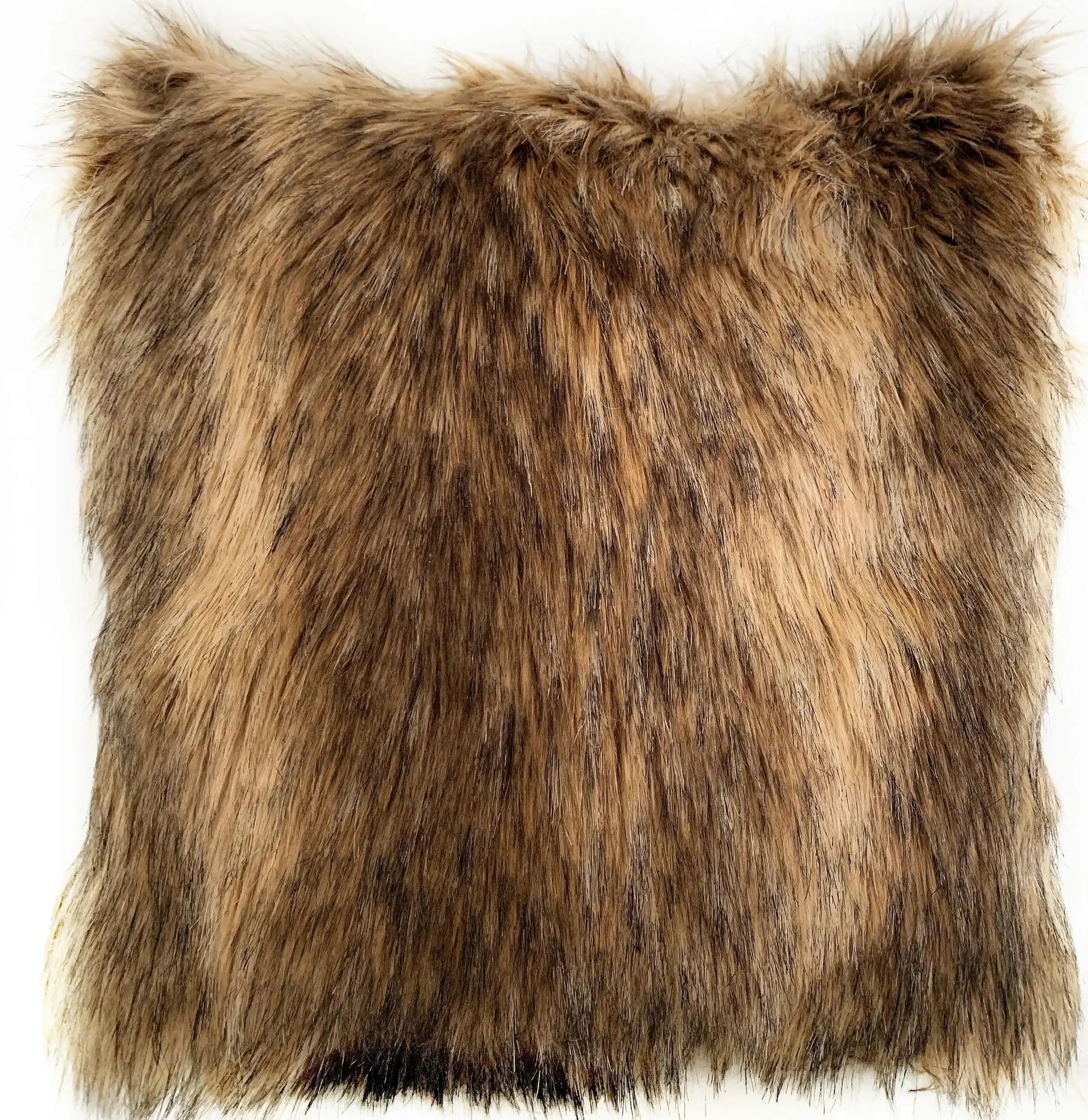 Brown Faux Fur Luxury Throw Pillow: Mountain Coyote Design