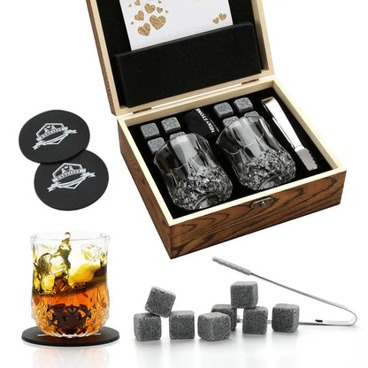 Whiskey Glass Set with Granite Whiskey Stones