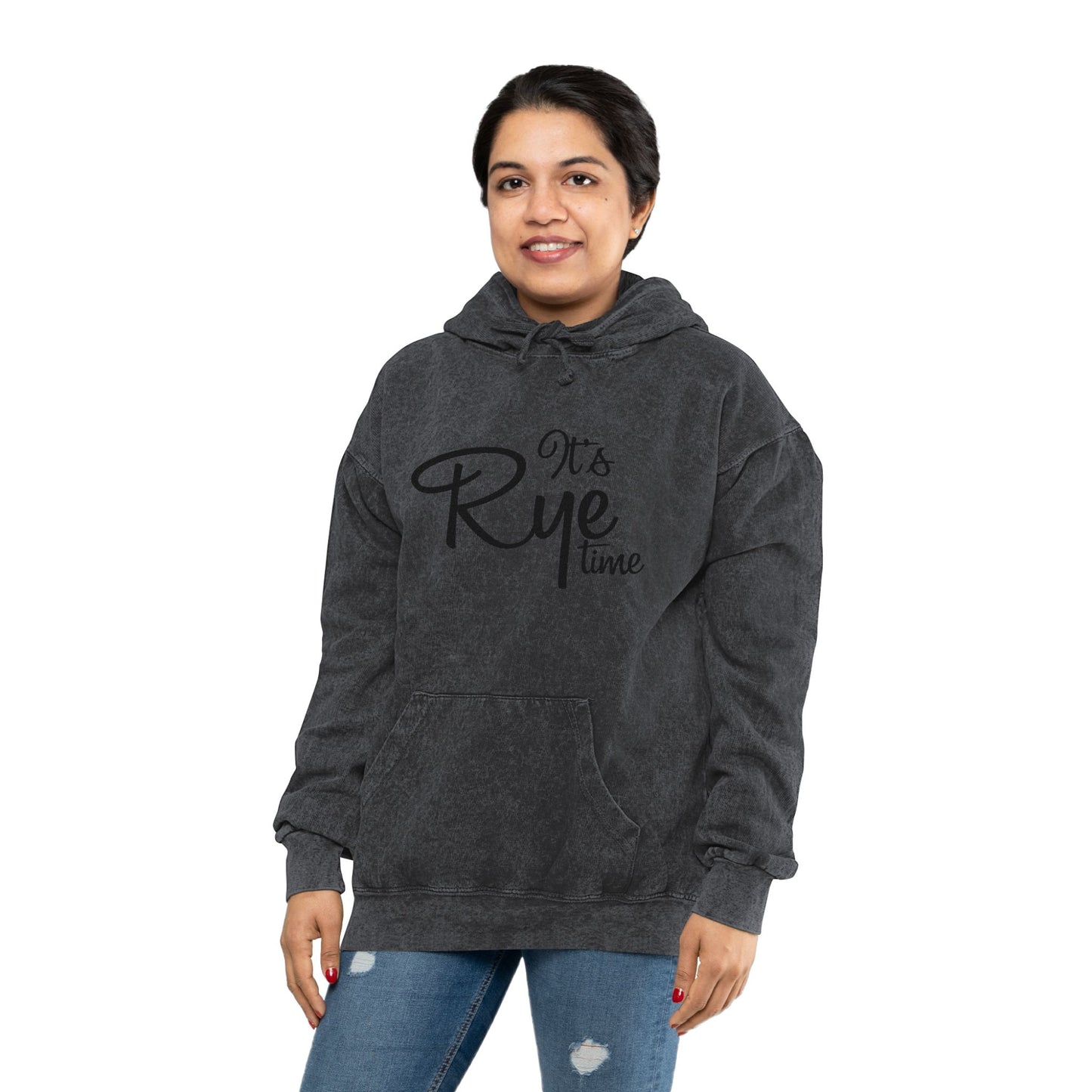 “It’s Rye Time” Whiskey Unisex Mineral Wash Hoodie