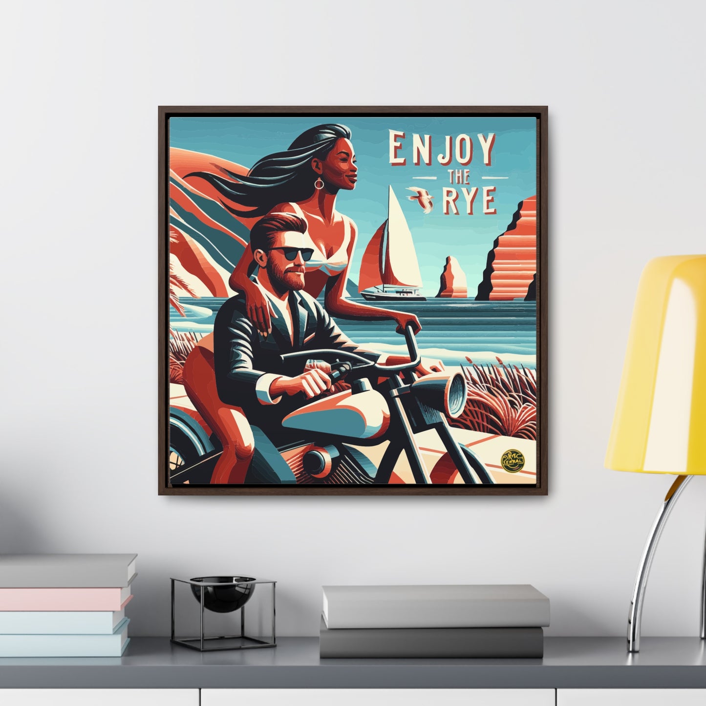 “Enjoy The Rye” Whiskey Art Canvas & Frame Included
