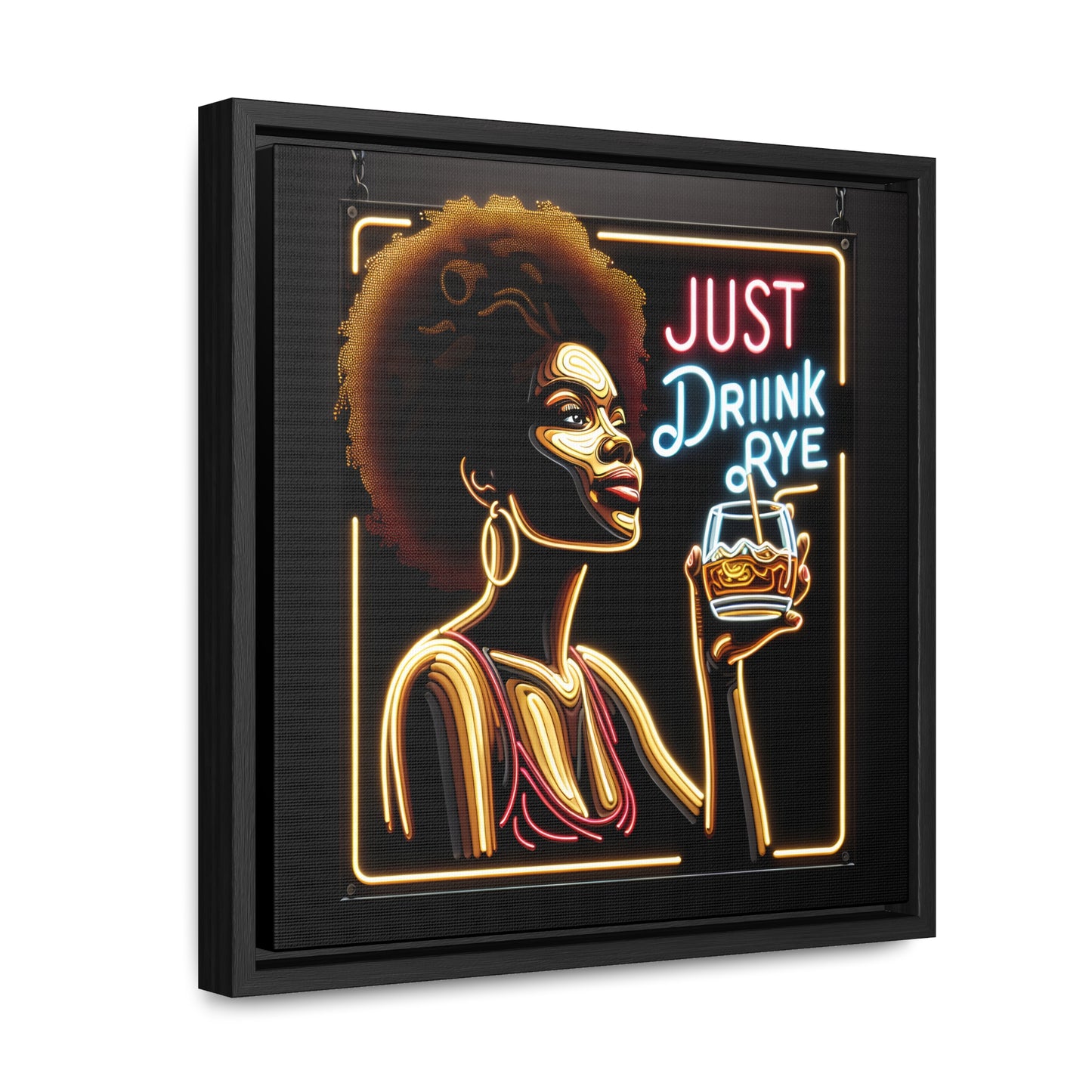 “Just Drink Rye” Whiskey Canvas black frame & shadow gap frame included!