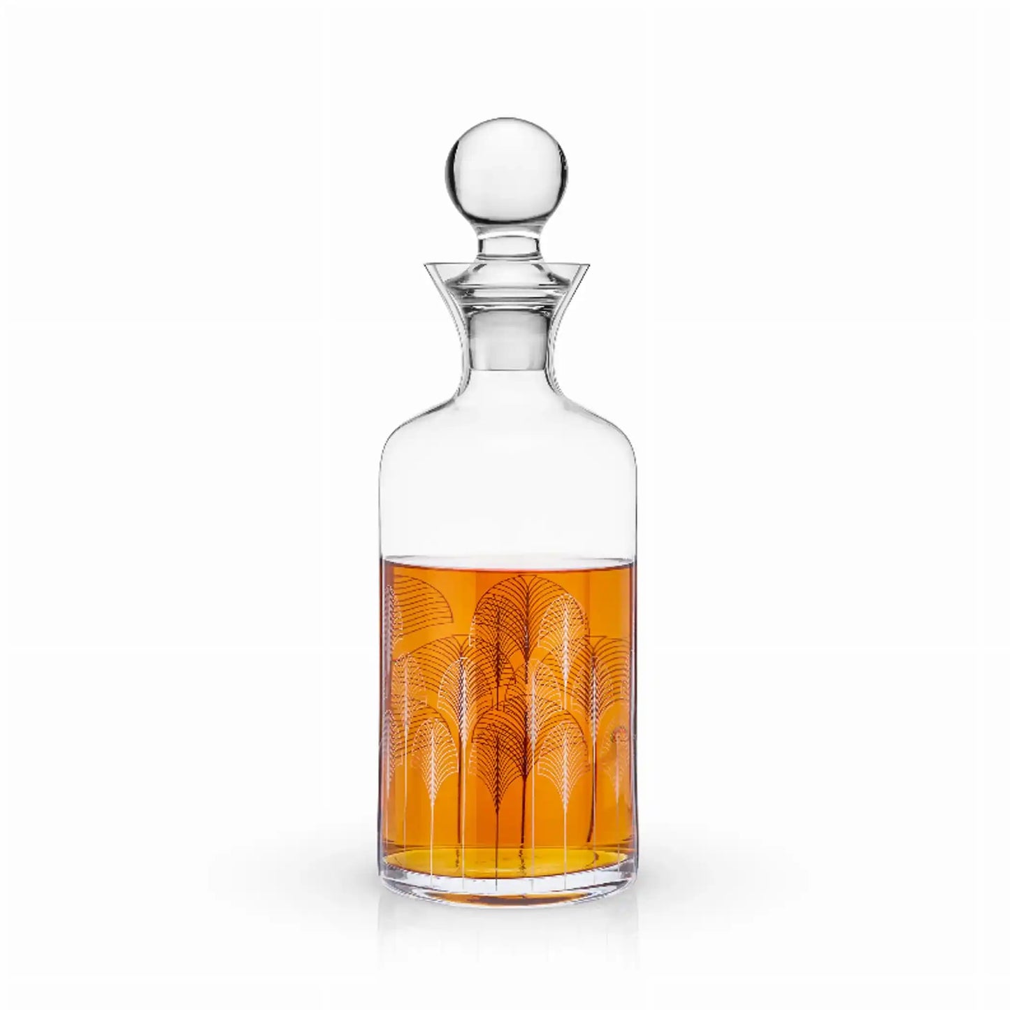 Elegant Viski Deco Liquor Decanter with geometric etching, perfect for storing whiskey or spirits in upscale bar accessories collections.