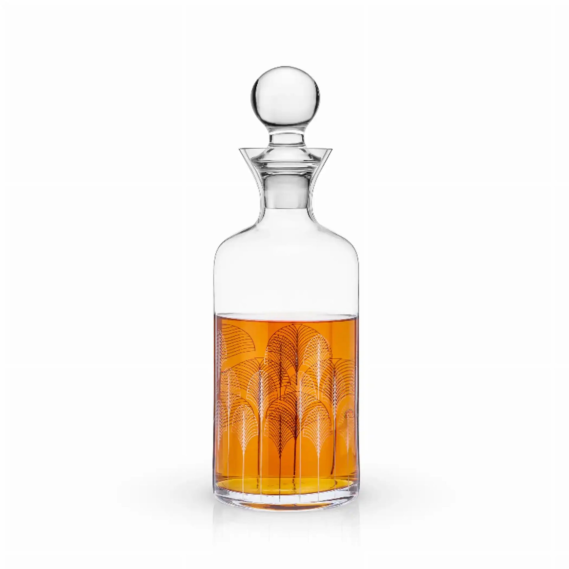 Elegant Viski Deco Liquor Decanter with geometric etching, perfect for storing whiskey or spirits in upscale bar accessories collections.