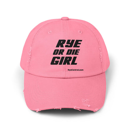 “Rye or Die Girl” Distressed Whiskey Cap