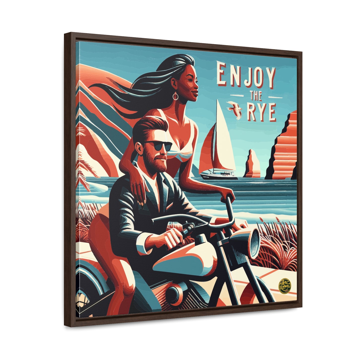 “Enjoy The Rye” Whiskey Art Canvas & Frame Included