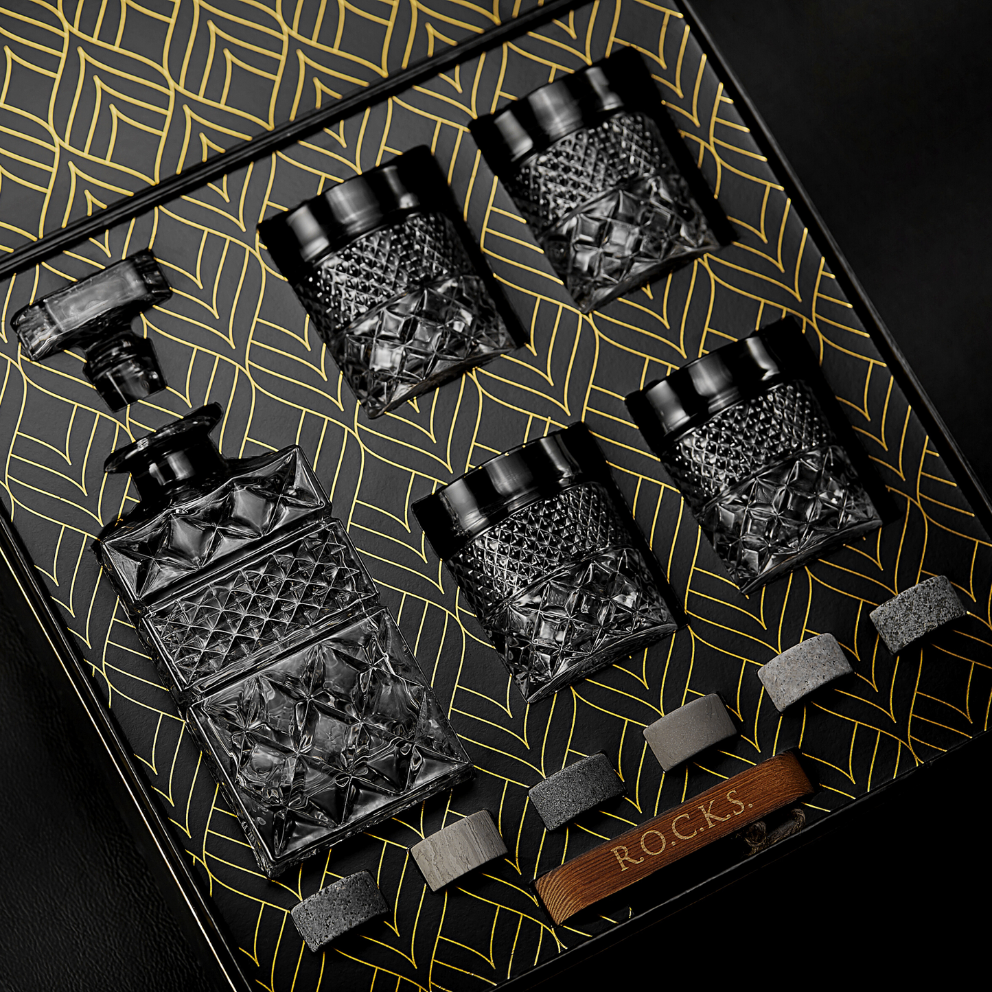 The Whiskey Decanter Gift Set with 4 Glasses