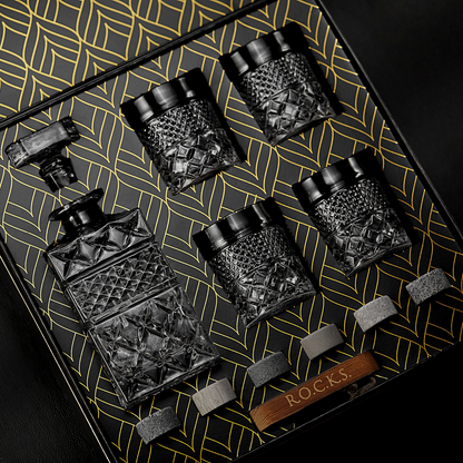 The Whiskey Decanter Gift Set with 4 Glasses
