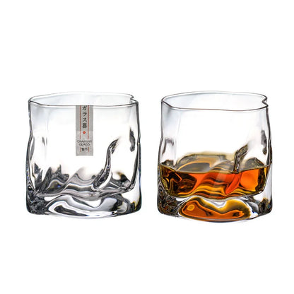 Japanese Crumple Paper Crystal Whiskey Rocks Glass