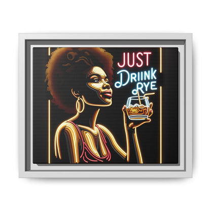 "Just Drink Rye" Framed Canvas Wrap — Whiskey Wall Art - lifestyle photo