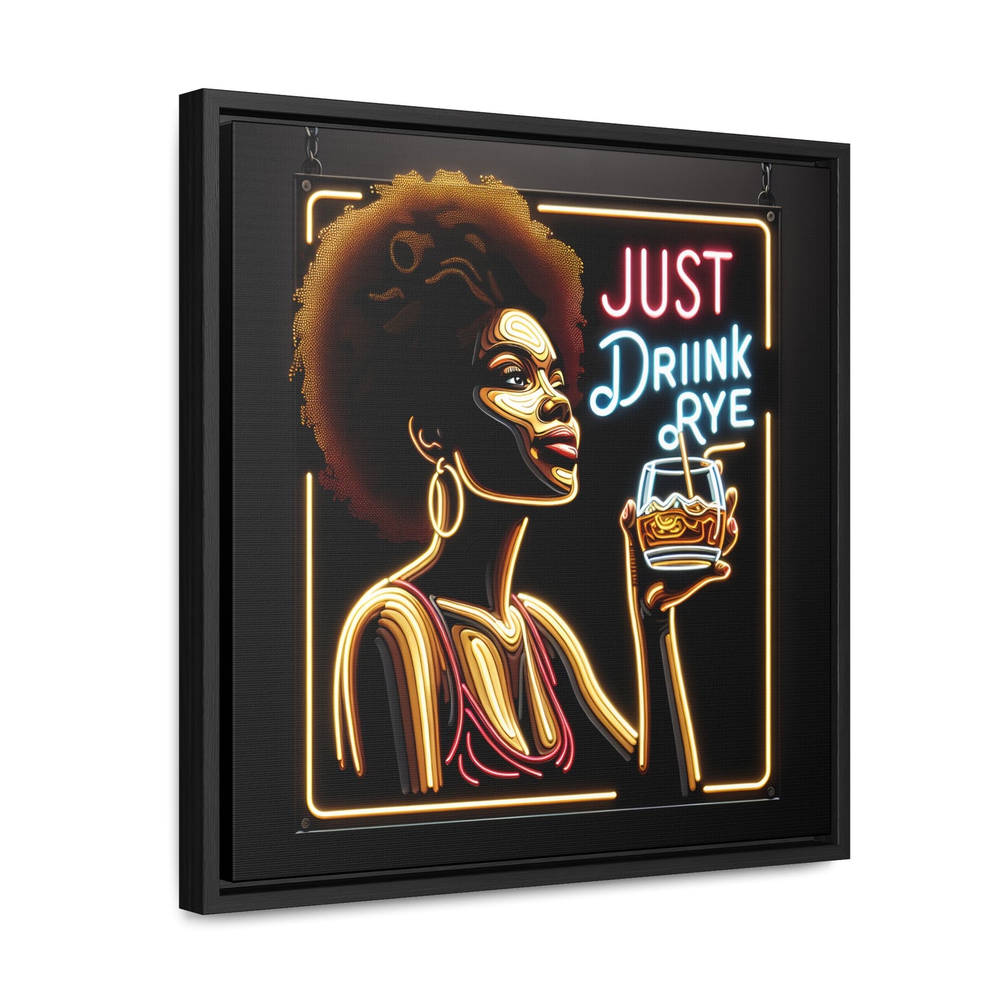 “Just Drink Rye” Whiskey Canvas black frame & shadow gap frame included!