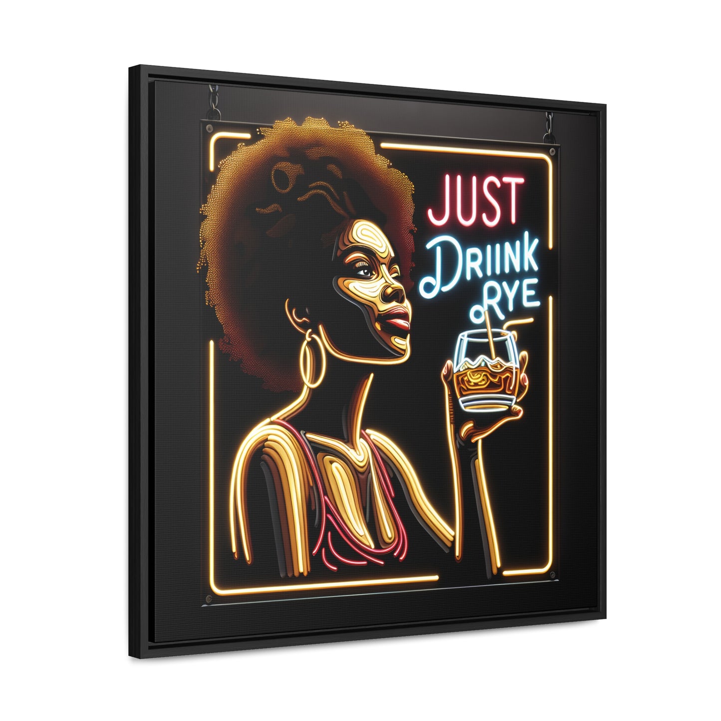 “Just Drink Rye” Whiskey Canvas black frame & shadow gap frame included!