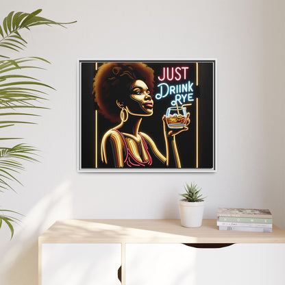 "Just Drink Rye" Framed Canvas Wrap — Whiskey Wall Art - view 58