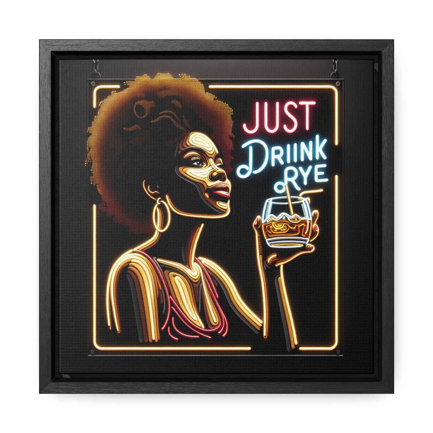 “Just Drink Rye” Whiskey Canvas black frame & shadow gap frame included!