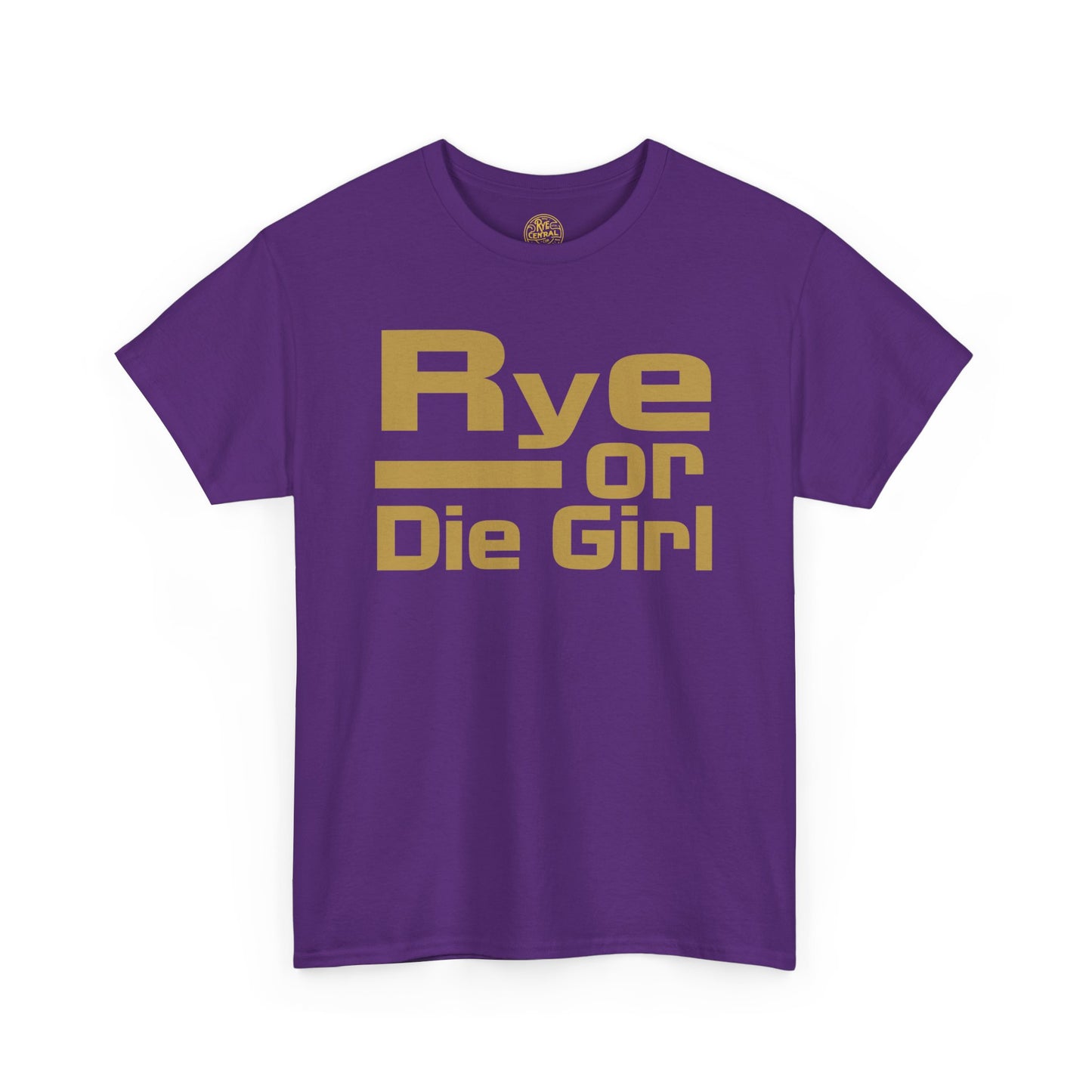 "Funny whiskey t-shirt with Rye or Die Girl design on white premium cotton women's tee"