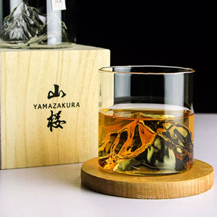 Iceberg Design Whiskey Glass Bottom Raised Ice Mountain Whiskey Tumbler Gift