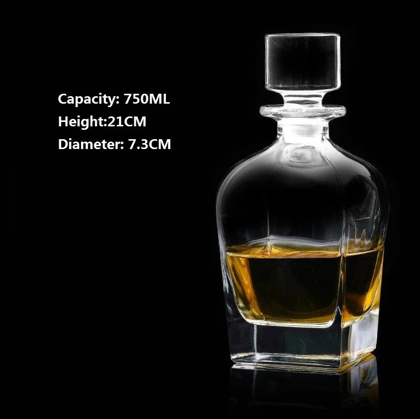 750ml rounded crystal whiskey decanter from RyeCentral with smooth curves and wide base for balanced whiskey aeration.