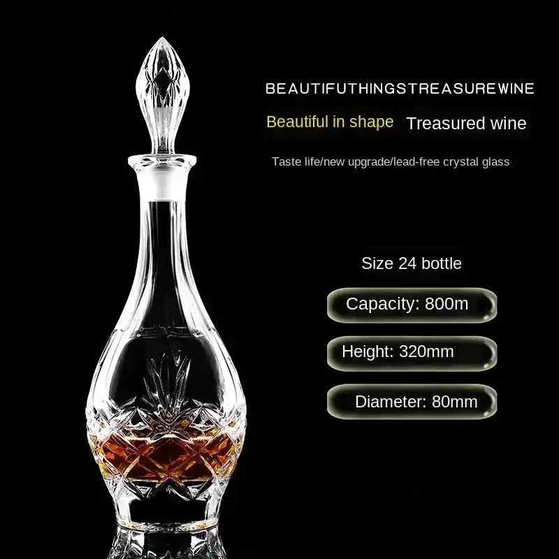 Elegant Crystal Glass Wine Red Bottle Decanter with stopper, 800ml capacity, ideal for whiskey, vodka, or home bar use.