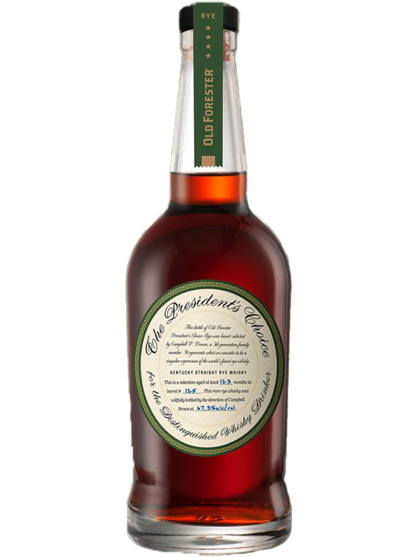 Old Forester President's Choice Rye whiskey bottle for e-commerce