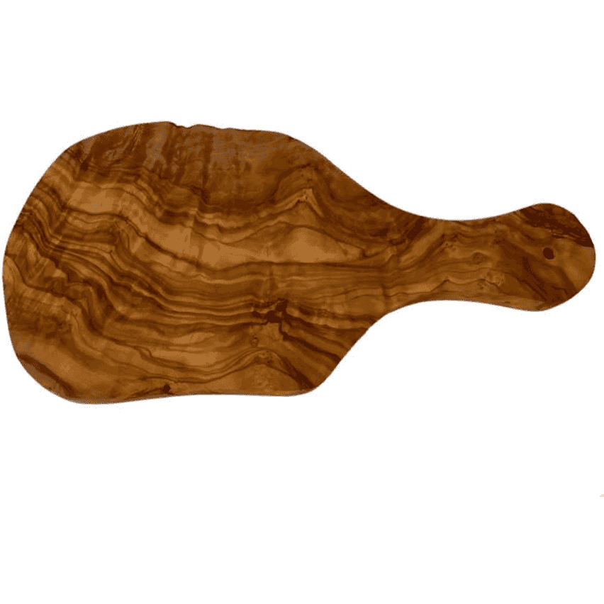 Olive Wood Cutting Board: Natural Beauty with unique grain patterns and ergonomic handle, ideal for stylish kitchen prep or serving.