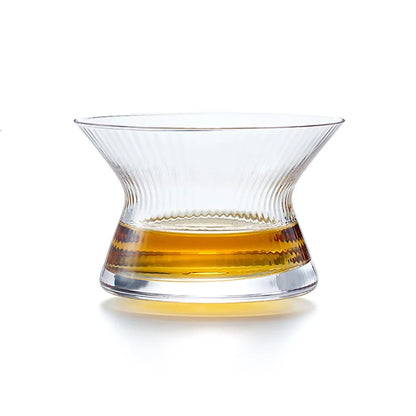 Edo Kiriko spinning whiskey glass 170ml with flared rim and symmetrical shape - premium crystal barware