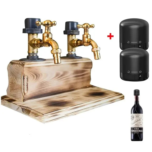 Wood Whiskey Dispenser Faucet Shaped Decanter