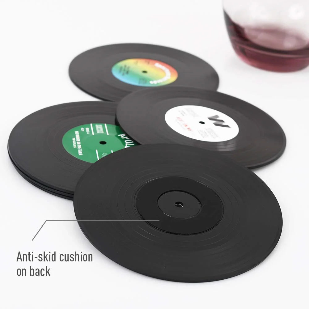 Retro Vinyl Record Drink Coasters (Set of 6)