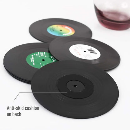 Retro Vinyl Record Drink Coasters (Set of 6)