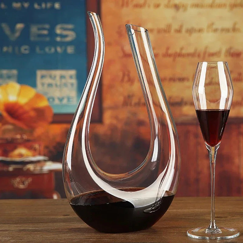 Crystal Wine & Whiskey Decanter (Handmade, U-Shaped)