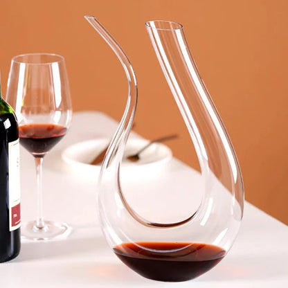 Crystal Wine & Whiskey Decanter (Handmade, U-Shaped)