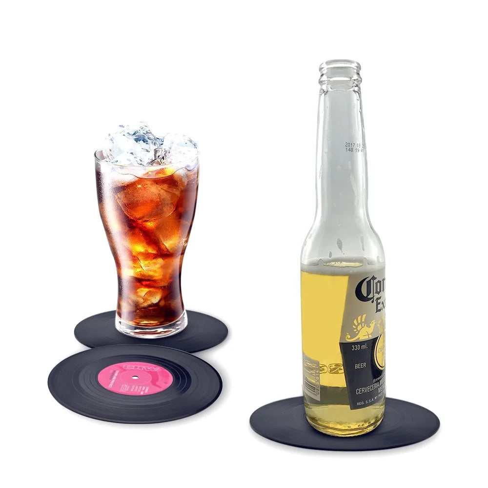 Retro Vinyl Record Drink Coasters (Set of 6)