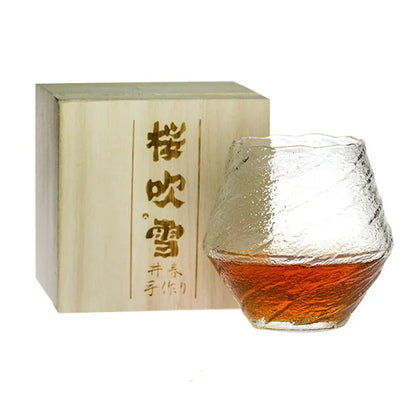 Japanese Edo Crystal Whiskey Glass — Blowing Snow (420ml)