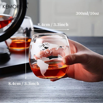 Globe Whiskey Decanter Set with Wood Stand (900ml)