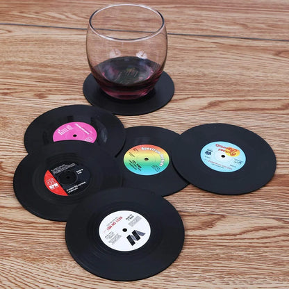 Retro Vinyl Record Drink Coasters (Set of 6)