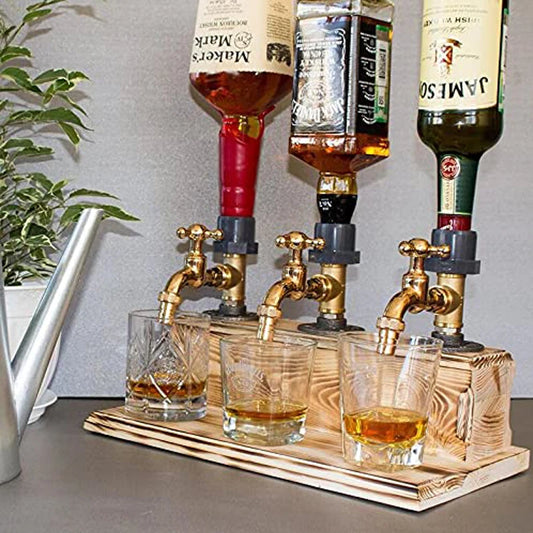 Wood Whiskey Dispenser Faucet Shaped Decanter