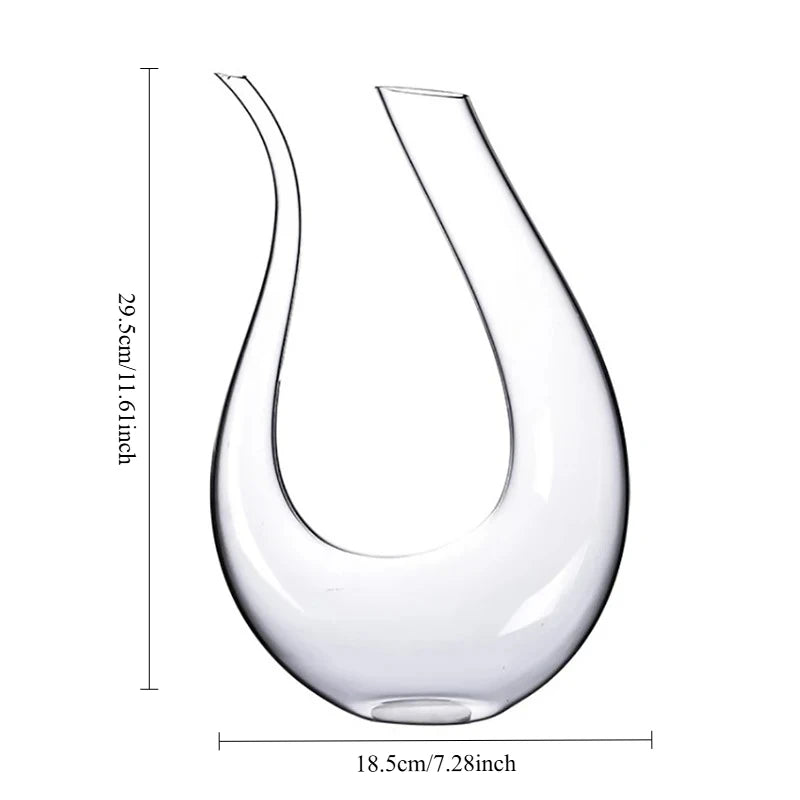 Crystal Wine & Whiskey Decanter (Handmade, U-Shaped)