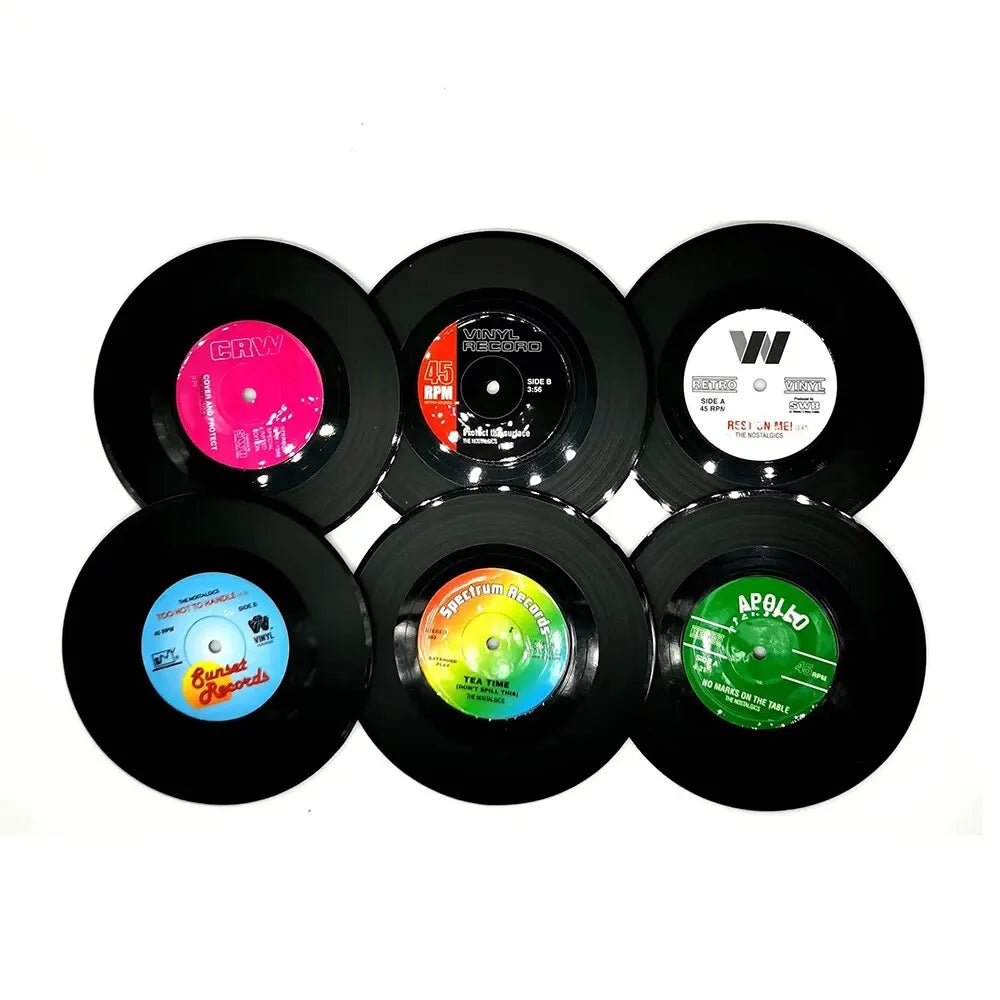 Retro Vinyl Record Drink Coasters (Set of 6)