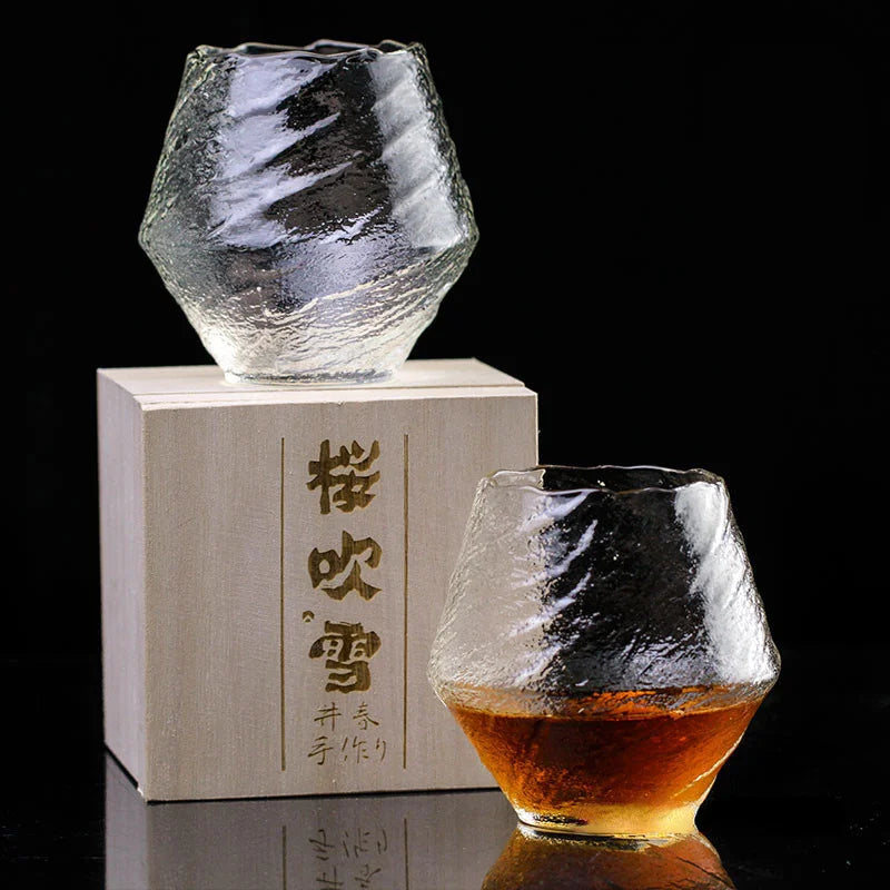 Japanese Edo Crystal Whiskey Glass — Blowing Snow (420ml)