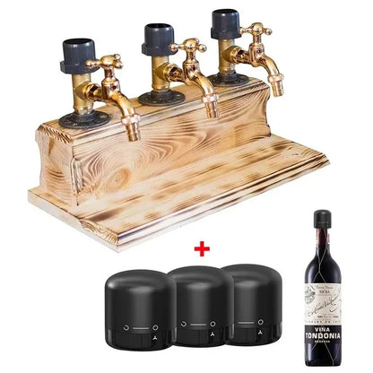 Wood Whiskey Dispenser Faucet Shaped Decanter