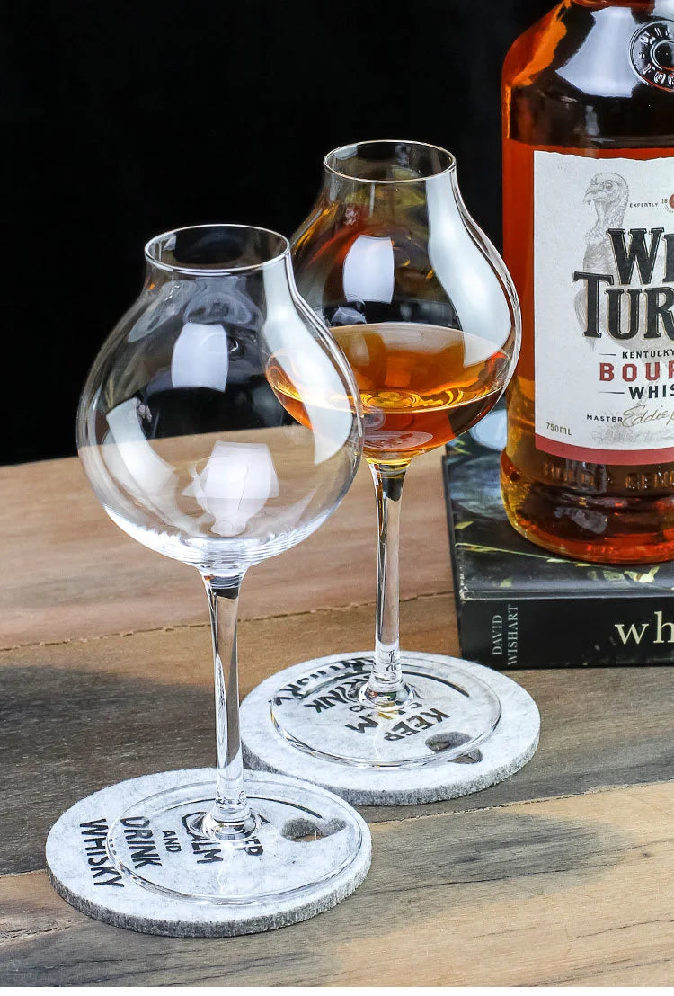Whiskey tasting tulip glasses set for nosing