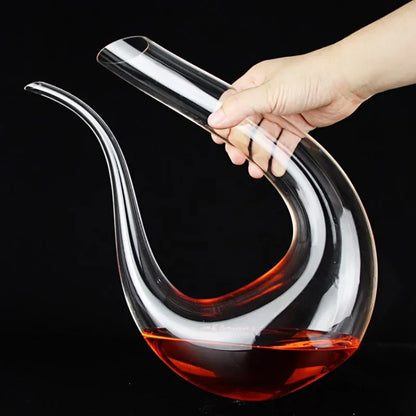 Crystal Wine & Whiskey Decanter (Handmade, U-Shaped)