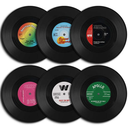 Retro Vinyl Record Drink Coasters (Set of 6)