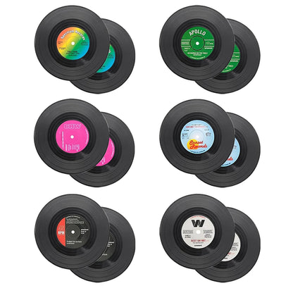 Retro Vinyl Record Drink Coasters (Set of 6)