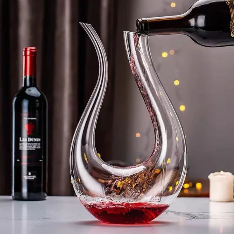 Crystal Wine & Whiskey Decanter (Handmade, U-Shaped)