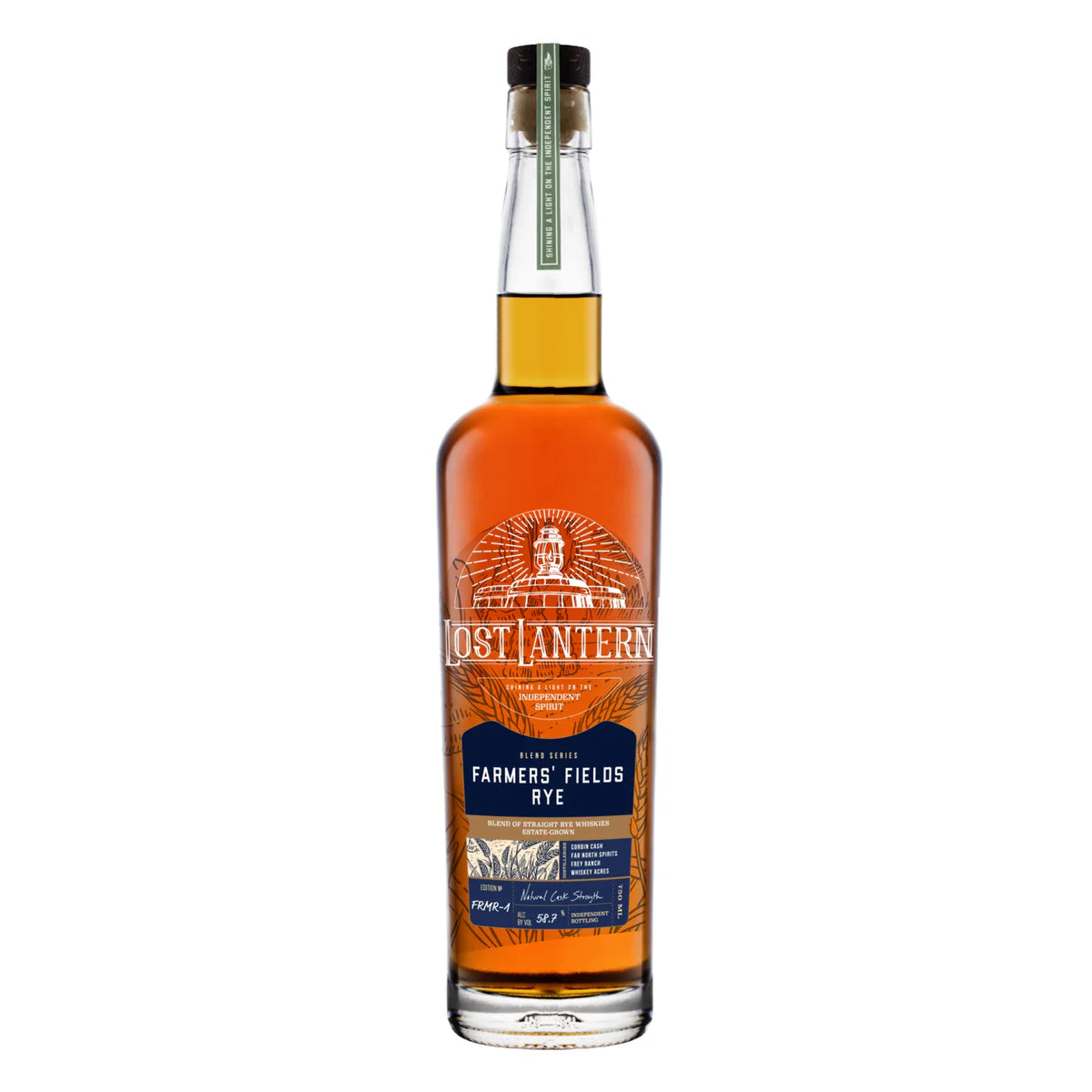 Lost Lantern Farmers' Fields Rye whiskey bottle