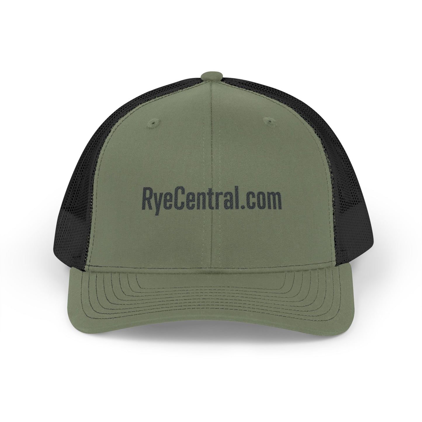 Vintage Rye Whiskey Trucker Cap with distressed logo and mesh backing